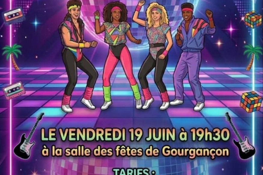 Soirée années 80 à Gourgançon : repas, musique et ambiance rétro le 19 juin 2026